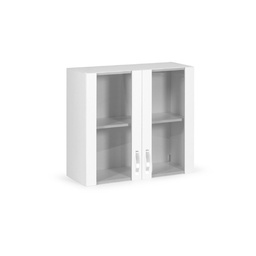 [SA-A10557] Pensile vetrina 2 ante Bianco in legno nobilitato H.72x80x32 cm