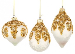 [SA-B0937753] Pendaglio Vetro Melissa Bianco-Oro 12x