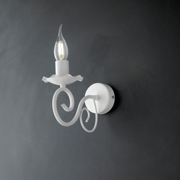 [SA-BL130-AP1-BCO] Applique da muro in ferro bianco shabby, una luce, 17x h23 cm
