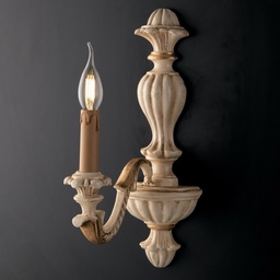 [SA-BL180-AP1-AV] Applique in legno avorio e foglia oro una luce 25x h40 cm