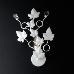 [SA-BL50-AP1-BCO] Applique shabby in ferro una luce Bianco strass 22x h32 cm