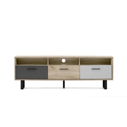 [SA-FZ88014] Mobile Base Porta TV con 3 Ante a Ribalta Colore Rovere e Grigio 160x35xh.53 cm