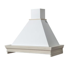 [SA-ART895431] Cappa cucina rustica bianca con cornice in legno tortora 90x50x58,4 cm