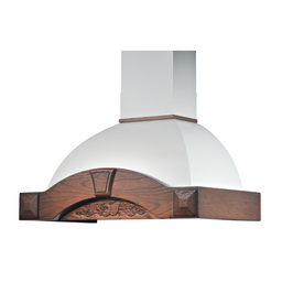 [SA-ART894830] Cappa cucina rustica bianca con cornice in legno intarsio, dimensioni 90x50x56,7 cm