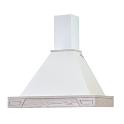 [SA-ART896124] Cappa cucina rustica bianca GINEVRA con cornice in legno intarsio colore cenere cm 120