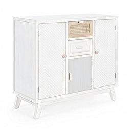[SA-B0745957] Credenza Tre Ante Due Cassetti in Legno Bianco 87x36xH80 cm