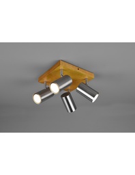 [SA-TRIO812400407] Faretto Marley 4 Spot GU10 Nichel E Legno 22x22 cm
