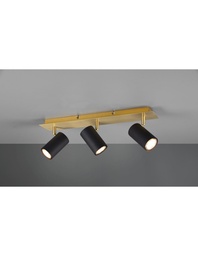 [SA-TRIO802400380] Faretto Spot Oro 3 Spot Cilindrici Neri Orientabili