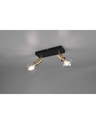 [SA-TRIOR80182008] Faretto Spot 2xE27 Vannes Nero-Ottone L26 cm