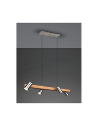 [SA-TRIO312490407] Lampadario Lineare Legno e Nichel 4 Spot Cilindrici Orientabili