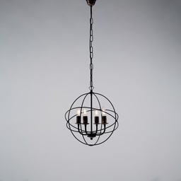 [SA-BL190-4-NO] Lampadario sospensione ferro Nero Oro 4 luci 39x h42 cm