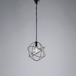 [SA-BL190-1-NO] Lampadario sospensione ferro Nero Oro una luce 29x h32 cm
