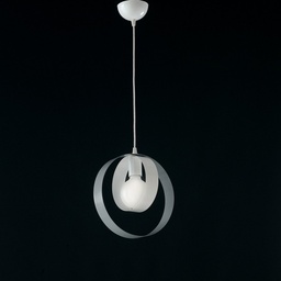 [SA-BL114-1-BG] Lampadario sospensione ferro Bianco Grigio una luce 25x h27 cm