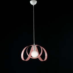 [SA-BL129-1-BR] Lampadario sospensione in ferro bianco rosa una luce 32x h24 cm
