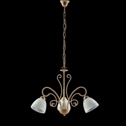 [SA-BL232-3-AV] Lampadario in ferro Avorio tre luci paralumi in vetro Alabastro Bianco 52x h45 cm