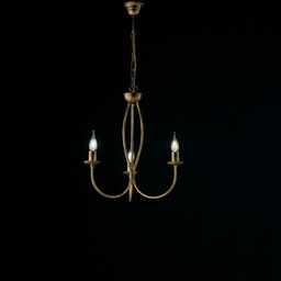 [SA-BL147-3-BR] Lampadario in ferro marrone oro tre luci 45x h50 cm