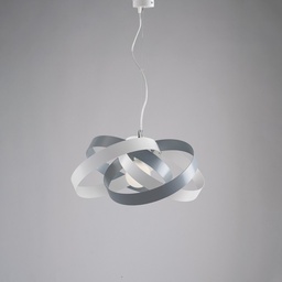 [SA-BL156-1-BG] Lampadario sospensione moderno in ferro Bianco e Grigio, una luce, 54x25 cm