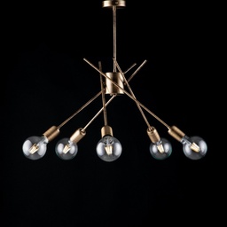 [SA-BL186-PL5-BRZ] Lampadario moderno urban industrial in ferro spazzolato 56x53 cm
