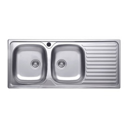 [SA-FZ94173] Lavello in acciaio inox 304, 116x50 cm, 2 vasche e gocciolatoio destro