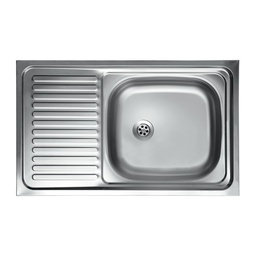 [SA-FZ96561] Lavello Cucina Vasca con Gocciolatoio Sx in Acciaio da Appoggio 50x80 cm