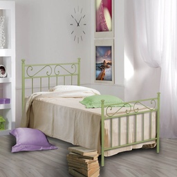 [SA-TEVEPEDI0851D7] Letto in ferro singolo con pediera Verde TEVERE 92x208x h117 cm
