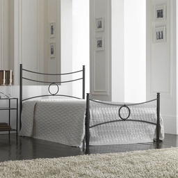 [SA-CONCAPED1201D1] Letto in ferro una piazza e mezza con pediera Nero CONCA 126x208x h117 cm