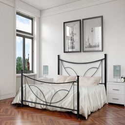 [SA-TULIPEDI1201D1] Letto in ferro una piazza e mezza con pediera TULIPANO Nero 126x208x h117 cm