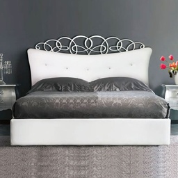 [SA-F234WP] Letto Matrimoniale Contenitore con Testiera Imbottita in Ecopelle 180x200xh.155 cm