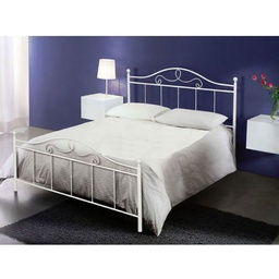 [SA-F205WP] Letto matrimoniale in ferro battuto colore bianco opaco 170x200xH.130 cm