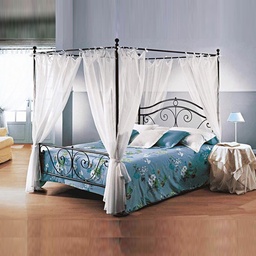 [SA-A104WP] Letto matrimoniale in ferro con baldacchino nero - Dimensioni: 172x202x135 cm