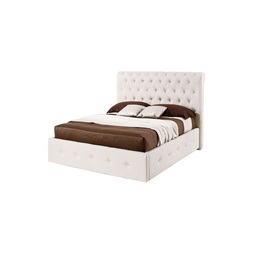 [SA-FZ60397] Letto una piazza e mezza con contenitore in ecopelle bianca 140x223xh.120 cm