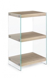 [SA-B0734031] Libreria 3P Kenya - Mensole in MDF Rivestite in Carta Melaminica Effetto Legno - Fianchi in Vetro Temperato Spessore 12mm - Misure 40a x 30b x 70h - Da Assemblare