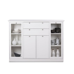 [SA-FZ86372] Mobile credenza con vetrina 4 ante 2 cassetti bianco 160x40xh.120cm