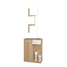 [SA-FZ91157] Mobile da ingresso con specchio 1 anta 1 cassetto rovere bianco 60x35xh.186 cm