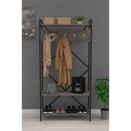 [SA-FZ99753] Mobile ingresso grigio con appendiabiti e rastrelliera - 90x35x180h CM