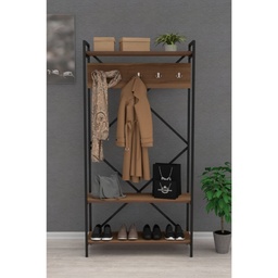 [SA-FZ99754] Mobile ingresso con appendiabiti e rastrelliera - Noce - 90x35x180h CM