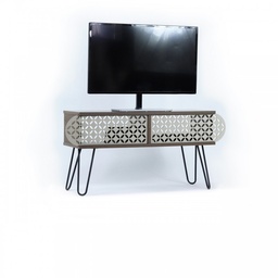 [SA-FZ93771] Mobile porta tv noce nero industrial urban - 106 x 30 x 48 cm