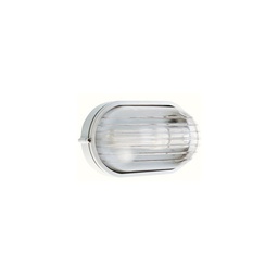 [SA-SOV701/02] Applique ovale bianca in alluminio pressofuso con diffusore in vetro stampato