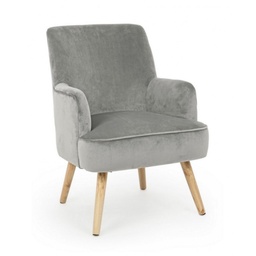 [SA-B0748173] Poltrona vintage in velluto grigio Adeline 60x67x79 cm