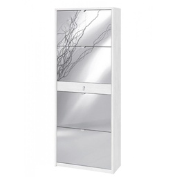 [SA-OSK569OSSPK] Scarpiera con quattro ante a specchio e un cassetto in Bianco Ossido 63x29xh164 cm