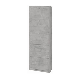 [SA-OSK565CECEK] Scarpiera salvaspazio slim con cinque ante Beton Cemento 63x29x h190 cm