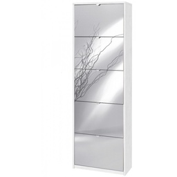 [SA-ASK565OSSPK] Scarpiera Slim Salvaspazio Cinque Ante a Specchio Bianco Ossido 63x29x h190 cm
