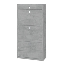 [SA-ASK567CECEK] Scarpiera Slim Salvaspazio Tre Ante Un Cassetto Beton Cemento 63x29x H127 cm