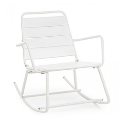 [SA-B0802894] Sedia a Dondolo Bianca Lillian Bizzotto - Acciaio Trattato per Esterno - Finitura Opaca - Facile da Assemblare - Dimensioni: 63x90x74h cm - Altezza Seduta: 35h cm - Altezza Bracciolo: 55h cm