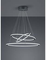 [SA-TRIO321910342] Sospensione LED Dimmerabile 3 Anelli Antracite Ø80 cm