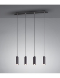 [SA-TRIO312400432] Lampada a Sospensione 4 Luci Cilindri Marley Nero