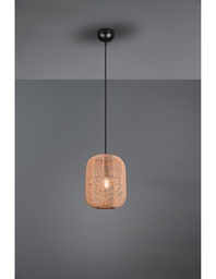 [SA-TRIO303000132] Sospensione Runa Nero e Diffusore Sisal Marrone Ø25 cm