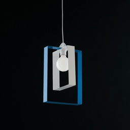 [SA-BL150-1-BAZ] Lampadario sospensione moderno in ferro bianco azzurro 25xh.40 cm