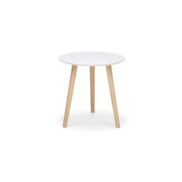 [SA-FZ85736] Tavolino tondo bianco in legno di pino, diam.48xh.45 cm