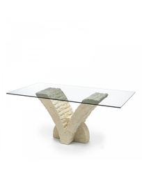 [SA-FS/022/M/T] Tavolo Fisso Trasparente-Beige 100 cm x 180 cm H. 76 cm